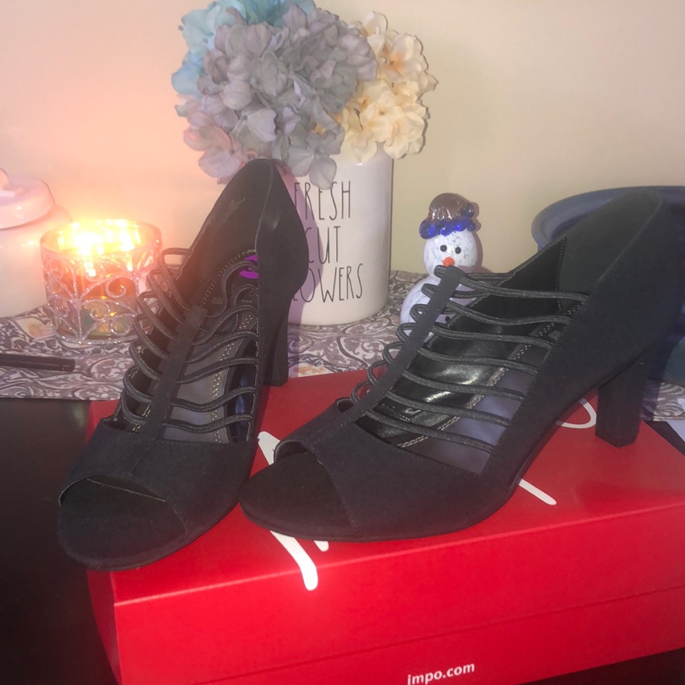 Impo Black Stretch Crepe Heels